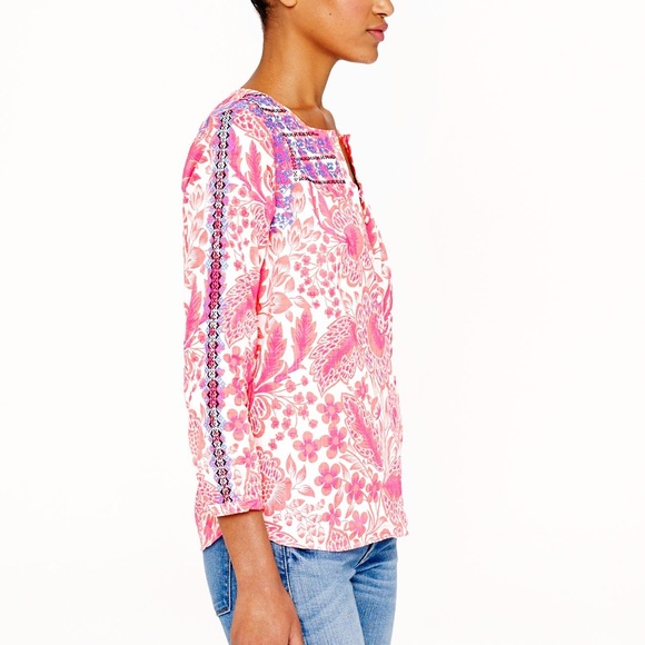 J. Crew • Hot pink embroidered tunic - Picture 5 of 8